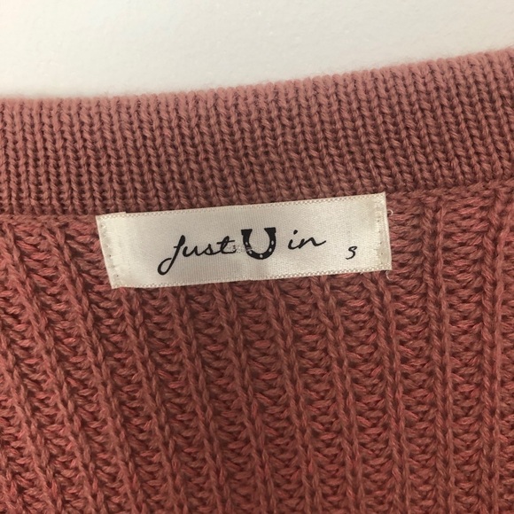 Just U in Women’s dark pink‎ knit sweater lace up S - Picture 2 of 8